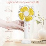 Wholesale Cat Ear Portable USB Rechargeable Handheld 3 Speed Strong Wind Electric Small Mini Cooling Fan with Cell Phone Holder and Light (White)